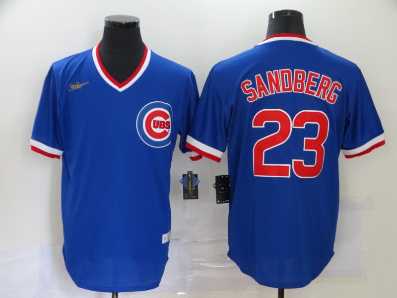 Men Chicago Cubs #23 Sandberg blue logo new MLB Jerseys->houston texans->NFL Jersey